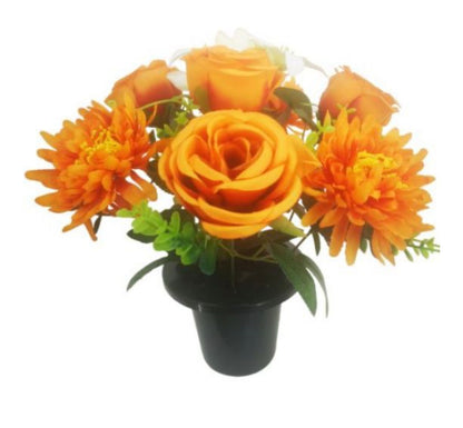 Cemetery pot with Luxury Artificial Flowers