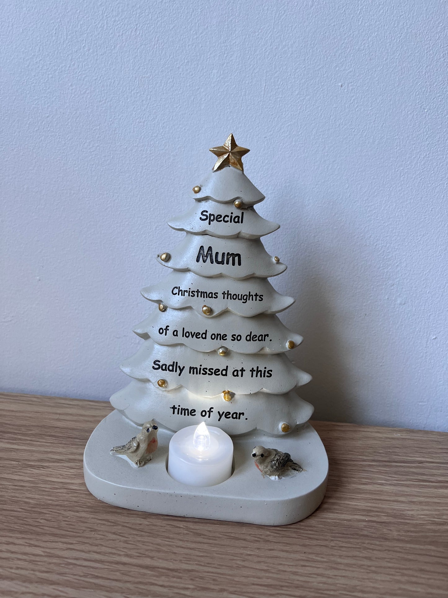 Memorial Christmas tree with LED flickering candle